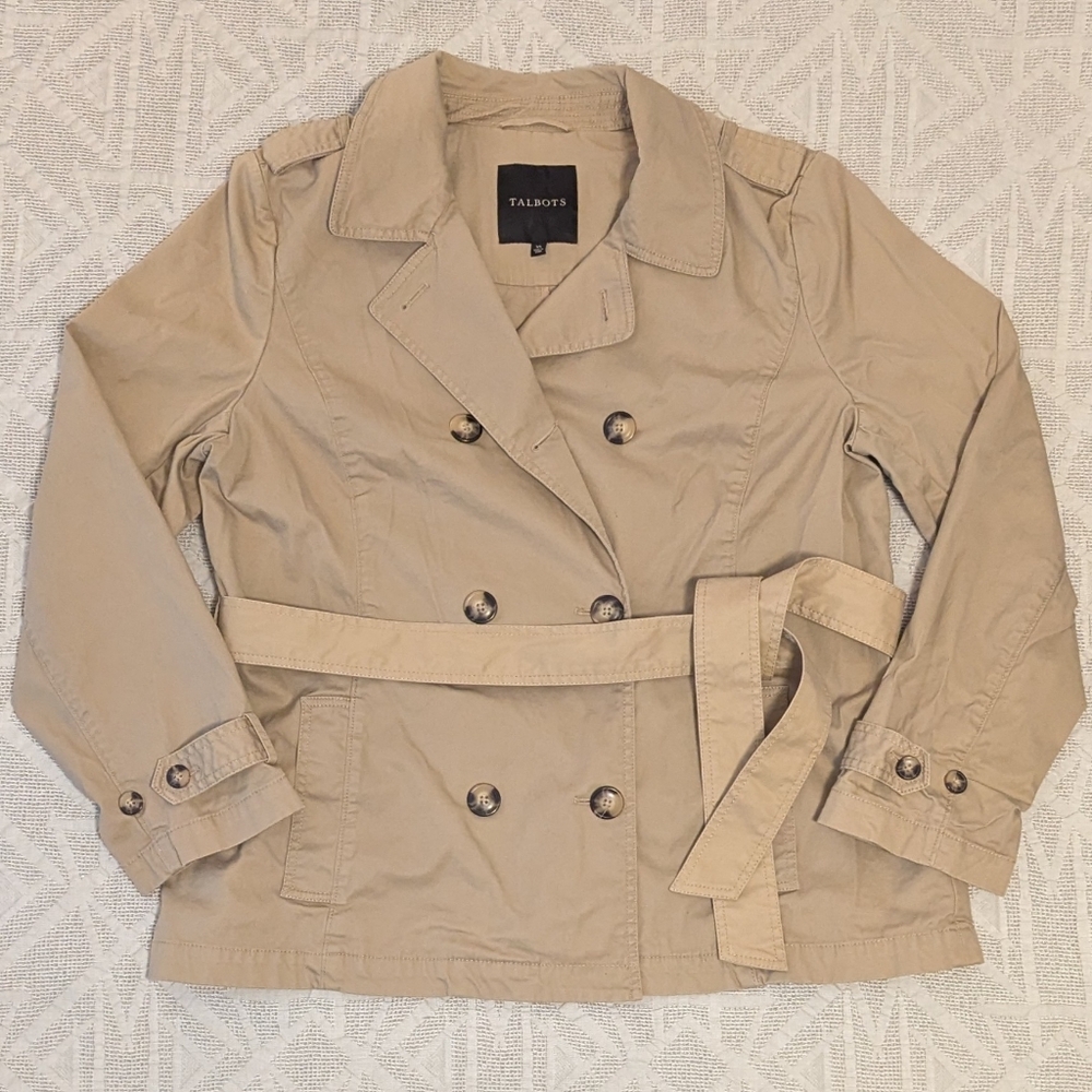 Talbots Short Trench Coat/Jacket - Khaki